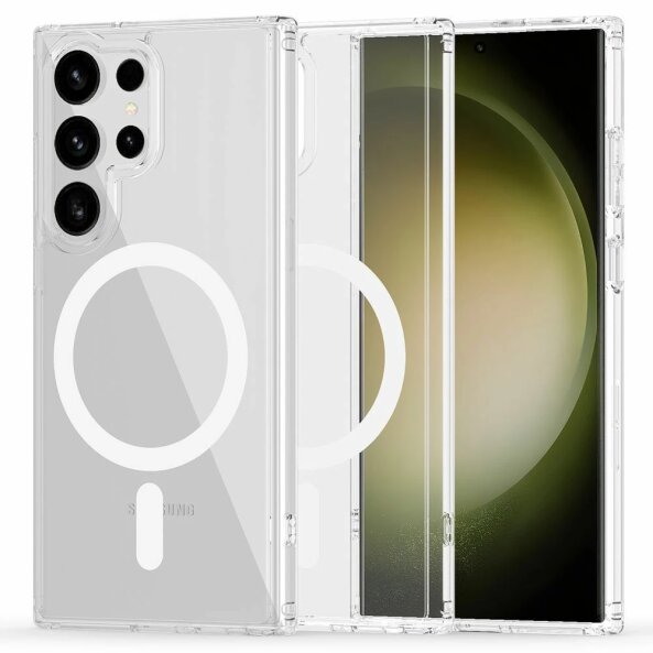 Husa MagSafe pentru Samsung Galaxy S22 Ultra 5G S908, Tech-Protect, Flexair Hybrid, Transparenta