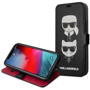 Husa pentru Apple iPhone 12 Pro Max, Karl Lagerfeld, Heads Book, Neagra KLFLBKSP12LFKICKC