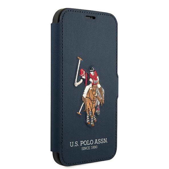 Husa pentru Apple iPhone 12 Pro Max, U.S. Polo, Embroidery Book, Bleumarin USFLBKP12LPUGFLNV