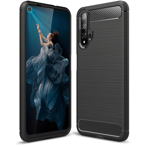 Husa pentru Huawei nova 5T / Honor 20, OEM, Carbon, Neagra