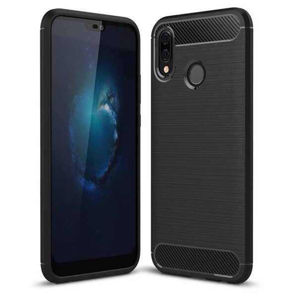 Husa pentru Huawei P20 Lite, OEM, Carbon, Neagra
