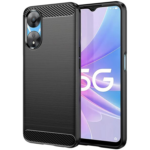 Husa pentru Oppo A78, OEM, Carbon Pro, Neagra 