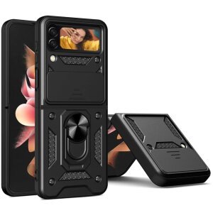 Husa pentru Samsung Galaxy Z Flip4 F721, Tech-Protect, CamShield Pro, Neagra