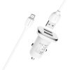 Incarcator Auto cu Cablu microUSB Borofone BZ12, 12W, 2.4A, 2 x USB-A, Alb