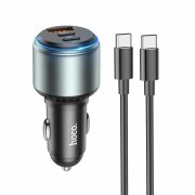 Incarcator Auto Cu Cablu USB-C HOCO NZ9 Galloper, 95W, 5A, 1 x USB-A - 2 x USB-C, Negru 