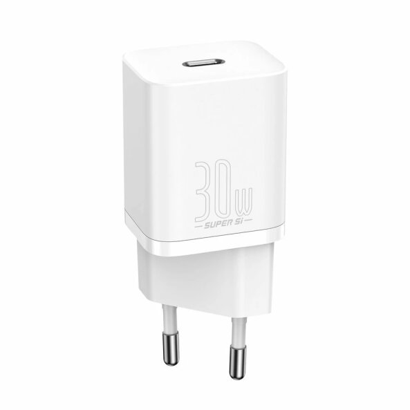 Incarcator Retea Baseus Super Si 1C, 30W, 3A, 1 x USB-C, Alb CCSUP-J02 