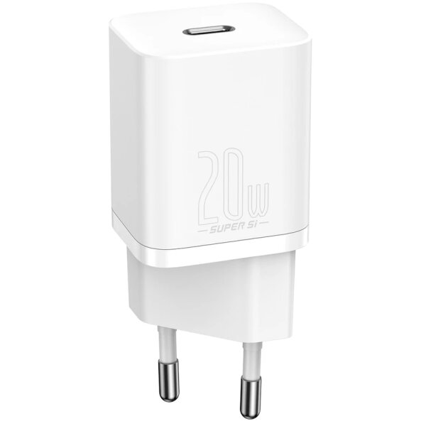 Incarcator Retea Baseus Super Si, 20W, 2.4A, 1 x USB-C, Alb CCSUP-B02