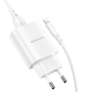 Incarcator Retea cu Cablu Lightning Borofone BN1, 10W, 2.1A, 1 x USB-A, Alb
