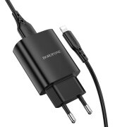 Incarcator Retea cu Cablu Lightning Borofone BN1, 10W, 2.1A, 1 x USB-A, Negru