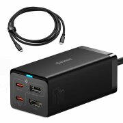 Incarcator Retea Cu Cablu USB-C Baseus GaN5 Pro, 67W, 3.35A, 1 x USB-A - 2 x USB-C, Negru CCGP110201 