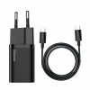 Incarcator Retea Cu Cablu USB-C Baseus Super Si, 25W, 3A, 1 x USB-C, Negru TZCCSUP-L01 