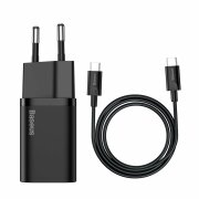 Incarcator Retea Cu Cablu USB-C Baseus Super Si, 25W, 3A, 1 x USB-C, Negru TZCCSUP-L01 