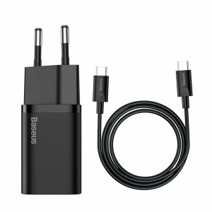 Incarcator Retea Cu Cablu USB-C Baseus Super Si, 25W, 3A, 1 x USB-C, Negru TZCCSUP-L01 