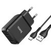 Incarcator Retea cu Cablu USB-C HOCO N7, 10W, 2.1A, 2 x USB-A, Negru