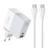 Incarcator Retea Cu Cablu USB-C Ldnio A2620C, 65W, 3A, 1 x USB-A - 1 x USB-C, Alb 