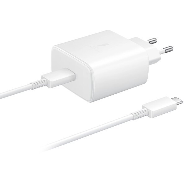 Incarcator Retea Cu Cablu USB-C Samsung EP-TA845 + EP-DA705BWE, 45W, 4.05A, 1 x USB-C, Alb GP-TOU021RFBWW 