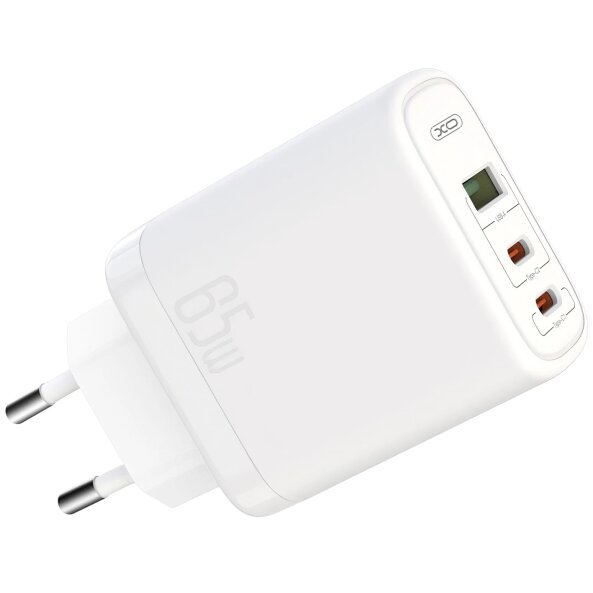 Incarcator Retea cu Cablu USB-C XO Design CE04, 65W, 3.25A, 1 x USB-A - 2 x USB-C, Alb