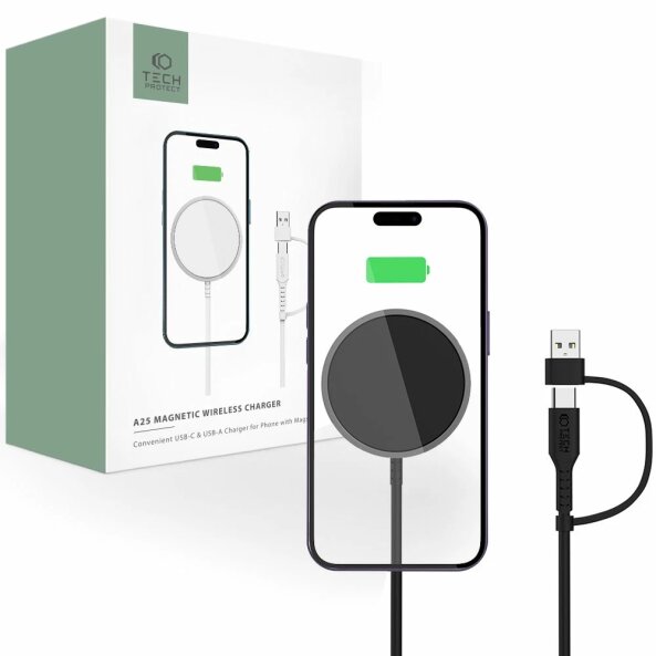 Incarcator Retea Wireless Tech-Protect A25, 15W, 1.67A, Negru 