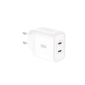 Incarcator Retea XO Design CE08, 50W, 3A, 2 x USB-C, Alb