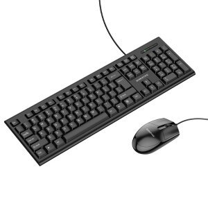 Kit Tastatura Mouse Wired USB Borofone BG6 Business, Negru