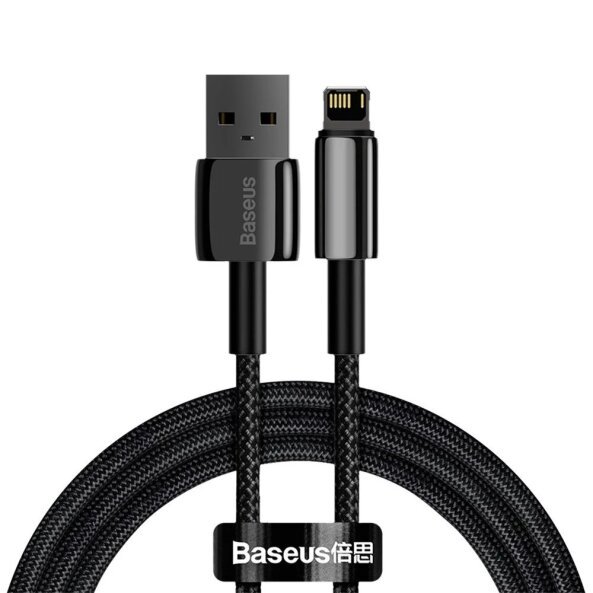 Cablu Date si Incarcare USB-A - Lightning Baseus Tungsten Gold, 20W, 1m, Negru CALWJ-01 