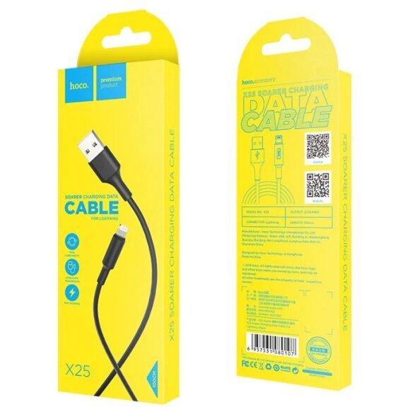 Cablu Date si Incarcare USB-A - Lightning HOCO Soarer X25, 18W, 1m, Negru