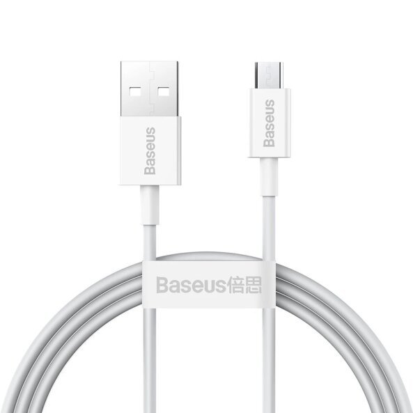 Cablu Date si Incarcare USB-A - microUSB Baseus Superior Series, 18W, 1m, Alb CAMYS-02