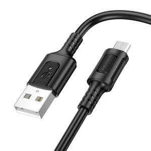 Cablu Date si Incarcare USB-A - microUSB Borofone BX111 Feliz, 18W, 1m, Negru 