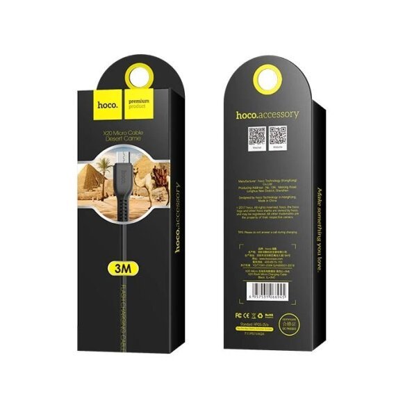 Cablu Date si Incarcare USB-A - microUSB HOCO Flash X20, 18W, 3m, Negru