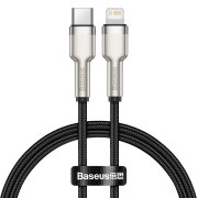 Cablu Date si Incarcare USB-C - Lightning Baseus Cafule Metal Series, 20W, 0.25m, Negru CATLJK-01 