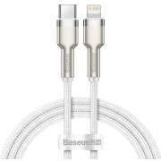 Cablu Date si Incarcare USB-C - Lightning Baseus Cafule Metal Series, 20W, 1m, Alb CATLJK-A02