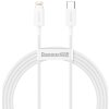 Cablu Date si Incarcare USB-C - Lightning Baseus Superior Series, 20W, 1.5m, Alb CATLYS-B02 