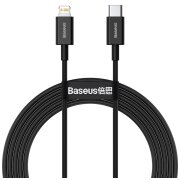 Cablu Date si Incarcare USB-C - Lightning Baseus Superior Series, 20W, 2m, Negru CATLYS-C01