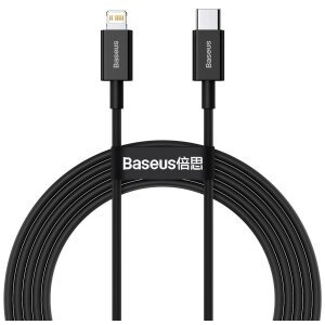Cablu Date si Incarcare USB-C - Lightning Baseus Superior Series, 20W, 2m, Negru CATLYS-C01