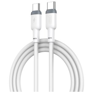 Cablu Date si Incarcare USB-C - USB-C XO Design NB208B, 60W, 1m, Alb 