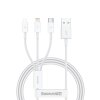 Cablu Incarcare USB-A - Lightning / microUSB / USB-C Baseus Superior Series, 20W, 0.5m, Alb 