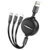 Cablu Incarcare USB-A - Lightning / microUSB / USB-C HOCO X75, 18W, 1m, Negru 