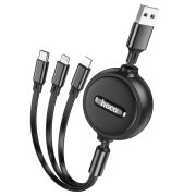 Cablu Incarcare USB-A - Lightning / microUSB / USB-C HOCO X75, 18W, 1m, Negru 