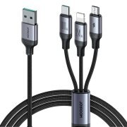 Cablu Incarcare USB-A - Lightning / microUSB / USB-C Joyroom SA21-1T3, 100W, 1.2m, Negru 