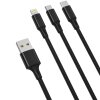 Cablu Incarcare USB-A - Lightning / microUSB / USB-C XO Design NB173, 18W, 1.2m, Negru