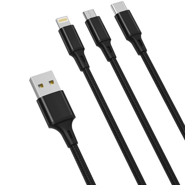 Cablu Incarcare USB-A - Lightning / microUSB / USB-C XO Design NB173, 18W, 1.2m, Negru