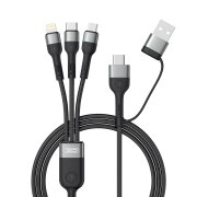 Cablu Incarcare USB-A / USB-C - Lightning / microUSB / USB-C XO Design NB254, 60W, 1.2m, Negru 