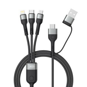 Cablu Incarcare USB-A / USB-C - Lightning / microUSB / USB-C XO Design NB254, 60W, 1.2m, Negru 