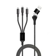 Cablu Incarcare USB-A / USB-C - Lightning / USB-C MaXlife ALLin1, 66W, 1m, Negru 