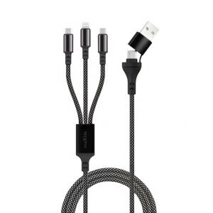 Cablu Incarcare USB-A / USB-C - Lightning / USB-C MaXlife ALLin1, 66W, 1m, Negru 