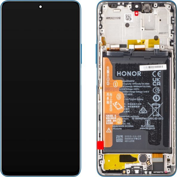 Display cu Touchscreen Honor Magic4 Lite, cu Rama si Acumulator, Albastru (Ocean Blue), Service Pack 0235ABST 