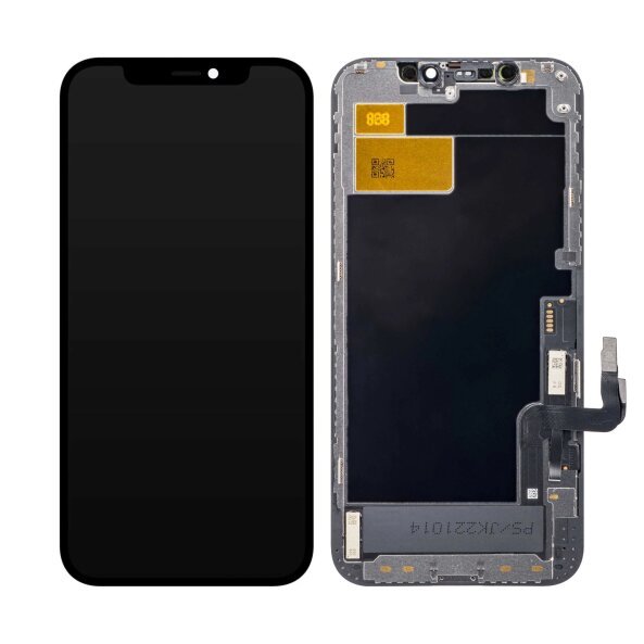 Display cu Touchscreen JK pentru Apple iPhone 12 / 12 Pro, cu Rama, Versiune LCD In-Cell, Negru