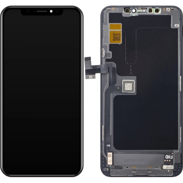 Display cu Touchscreen ZY pentru Apple iPhone 11 Pro Max, cu Rama, Versiune LCD In-Cell IC Movable, Negru 