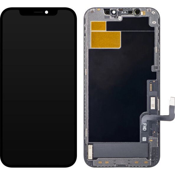 Display cu Touchscreen ZY pentru Apple iPhone 12 / 12 Pro, cu Rama, Versiune LCD In-Cell, Negru 