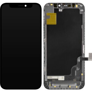 Display cu Touchscreen ZY pentru Apple iPhone 12 mini, cu Rama, Versiune LCD In-Cell, Negru 